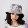 New Girl Order TIE DYE BUCKET HAT WITH MUSHROOM BADGE - GREY