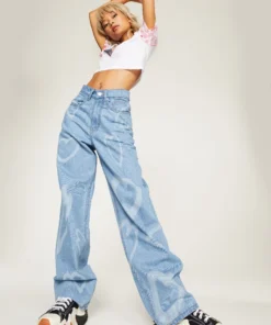 New Girl Order HEART SPRAY PAINT SKATER JEANS