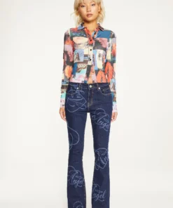 New Girl Order COLLAGE PRINT MESH PRINT SHIRT
