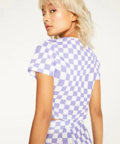 New Girl Order Tops ALL OVER PRINT WARPED POPPER PLACKET TOP