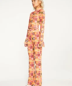 New Girl Order FLOWER PRINT LONG SLEEVE TOP Tops