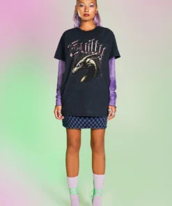 New Girl Order Tops GUILTY OVERSIZED ACID WASH TEE