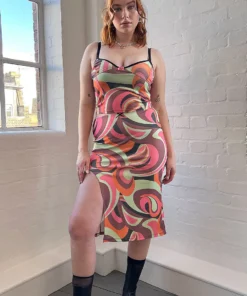 New Girl Order 70S MIDI SLIT SIDE SKIRT WITH BOW NEW IN