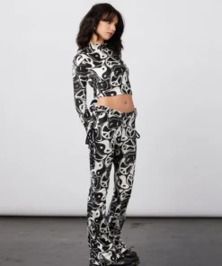 New Girl Order YIN YANG VELOUR FLARES
