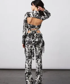 New Girl Order Tops YIN YANG VELOUR OPEN BACK TOP