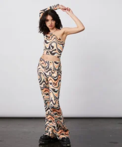 New Girl Order Tops ASYMMETRIC TRIPPY VELOUR FLARES