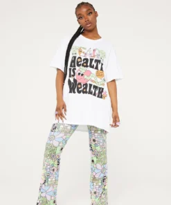 New Girl Order HEALTH IS WEALTH WHITE TEE