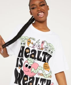 New Girl Order HEALTH IS WEALTH WHITE TEE