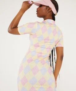 New Girl Order Tops PINK ARGYLE COLLAR DRESS
