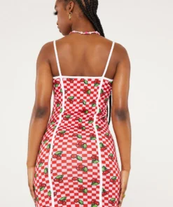 New Girl Order CHERRY CHECKERBOARD DRESS PINK