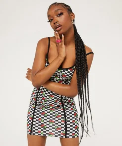New Girl Order Tops CHERRY CHECKERBOARD DRESS