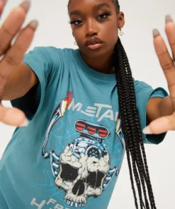 New Girl Order METAL FROM HEAVEN ACID WASH TSHIRT DRESS Tops