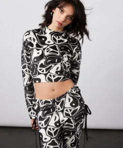 New Girl Order Tops YIN YANG VELOUR OPEN BACK TOP