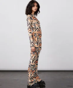 New Girl Order Tops ASYMMETRIC TRIPPY VELOUR TOP