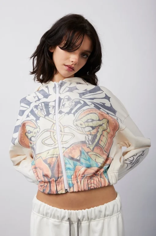 New Girl Order Tops TONGUE TIED ZIP UP HOODIE