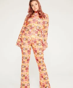 New Girl Order FLOWER PRINT TROUSER CURVE Tops