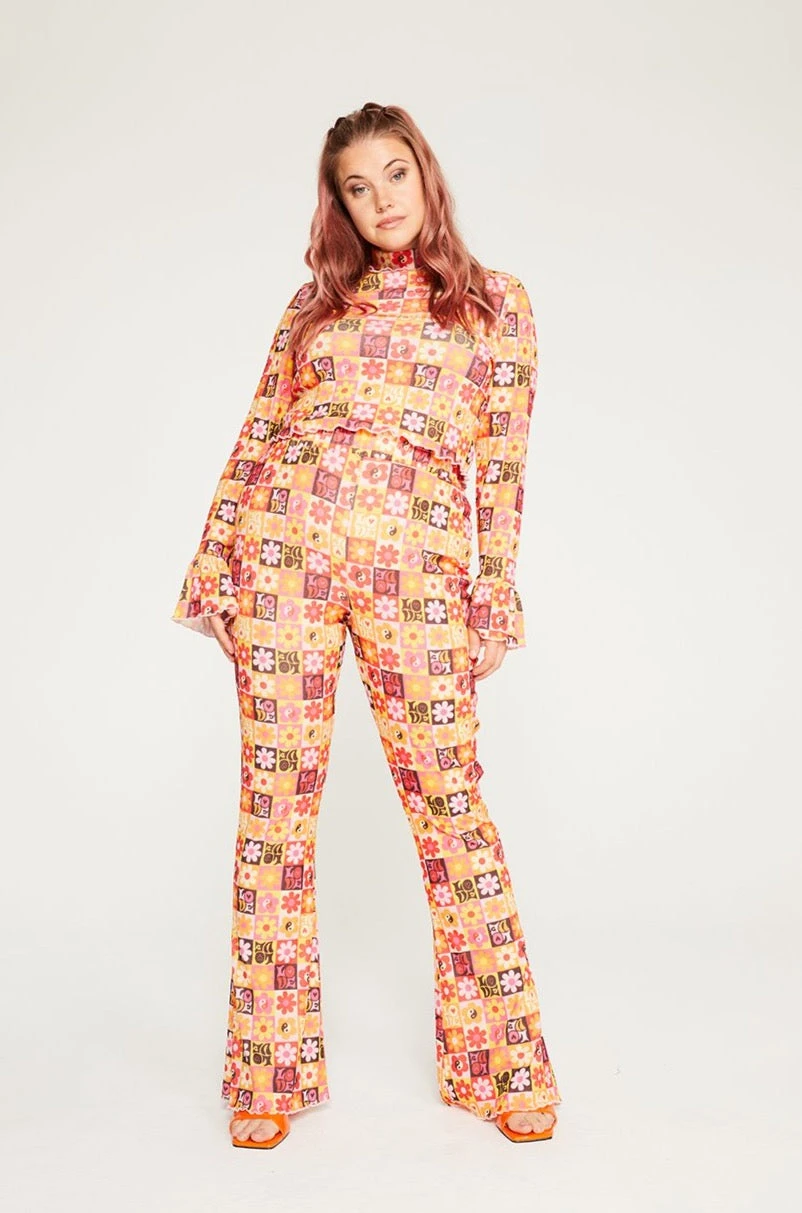 New Girl Order FLOWER PRINT TROUSER CURVE Tops 1 New Girl Order FLOWER PRINT TROUSER CURVE Tops