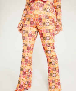 New Girl Order FLOWER PRINT TROUSER CURVE Tops