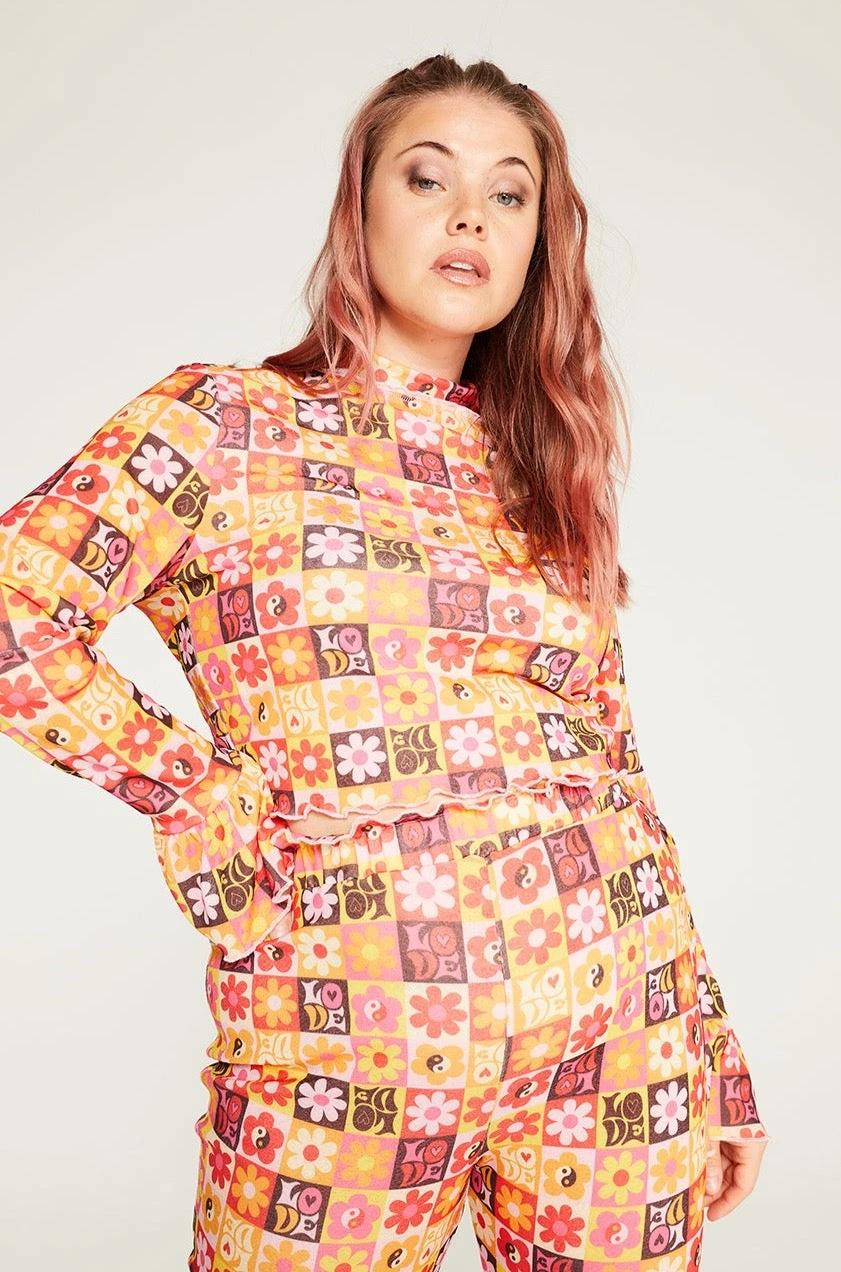 New Girl Order FLOWER PRINT LONG SLEEVE TOP CURVE Tops 1 New Girl Order FLOWER PRINT LONG SLEEVE TOP CURVE Tops