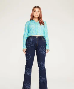 New Girl Order ABSTRACT BLUE CHECK SHIRT CURVE