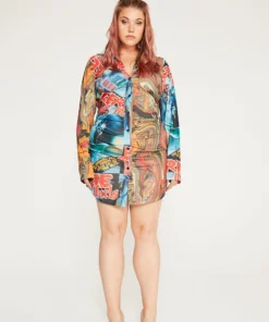 New Girl Order Tops COMIC PRINT SHIRT DRESS CURVE