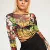 New Girl Order Tops HALLOWEEN COLLAGE MESH TOP