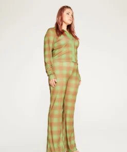 New Girl Order Tops GREEN ALL OVER PRINT CHECK FLARES CURVE 8 New Girl Order Tops GREEN ALL OVER PRINT CHECK FLARES CURVE