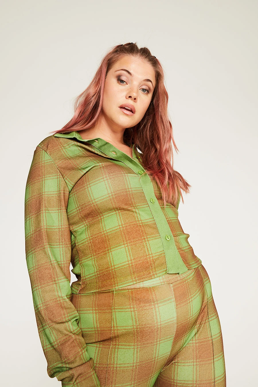 New Girl Order ALL OVER PRINT CHECK SHIRT CURVE 3 New Girl Order ALL OVER PRINT CHECK SHIRT CURVE