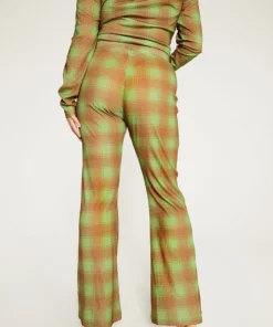 New Girl Order Tops GREEN ALL OVER PRINT CHECK FLARES CURVE 9 New Girl Order Tops GREEN ALL OVER PRINT CHECK FLARES CURVE