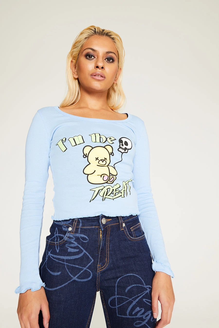 New Girl Order IM THE TREAT BLUE LONG SLEEVE Tops 1 New Girl Order IM THE TREAT BLUE LONG SLEEVE Tops