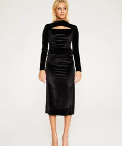 New Girl Order CUT OUT VELVET MIDI DRESS Tops