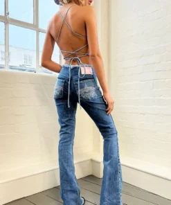 New Girl Order TATTOO RHINESTONE LOW RISE JEAN CURVE