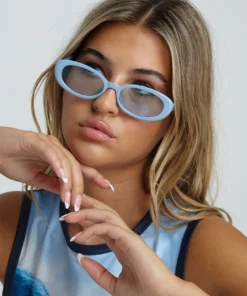 New Girl Order NEW IN OVAL SUNGLASSES IN COLOURDRENCH BABY BLUE