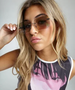 New Girl Order DIAMANTE SUNGLASSES WITH RAINBOW MIRROR LENS NEW IN