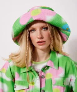 New Girl Order FLOWER SKY PRINT DENIM FISHERMAN HAT NEW IN