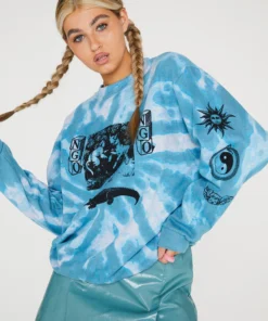 New Girl Order Tops TIE DYE ETCHED GRAPHIC SWEAT