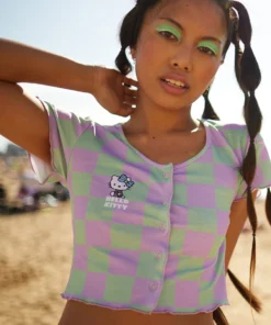 New Girl Order HELLO KITTY CHECK CARDIGAN T-shirts