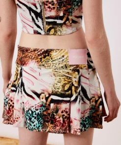 New Girl Order Y2K JUNGLE DENIM MINI SKIRT Curve NEW IN