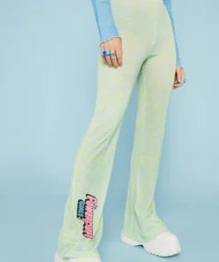 New Girl Order Tops POWERPUFF GIRLS LEOPARD PRINT FLARES - GREEN