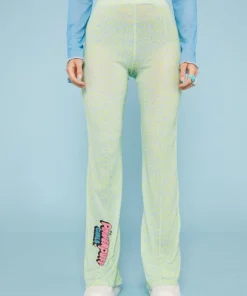 New Girl Order Tops POWERPUFF GIRLS LEOPARD PRINT FLARES - GREEN