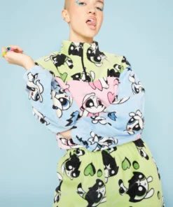New Girl Order POWERPUFF GIRLS COLOUR BLOCK FLEECE 1/4 ZIP Tops