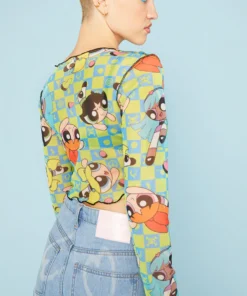 New Girl Order POWERPUFF GIRLS CHECK MESH TOP Tops