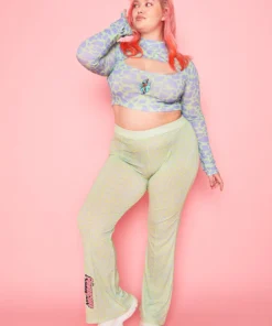 New Girl Order POWERPUFF GIRLS LEOPARD PRINT FLARES CURVE - GREEN Tops