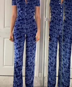 New Girl Order VELOUR BOILERSUIT BLUE Tops