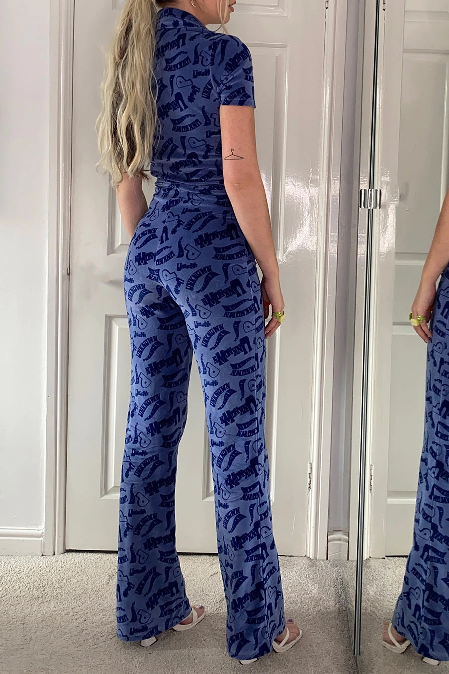 New Girl Order VELOUR BOILERSUIT BLUE Tops 3 New Girl Order VELOUR BOILERSUIT BLUE Tops