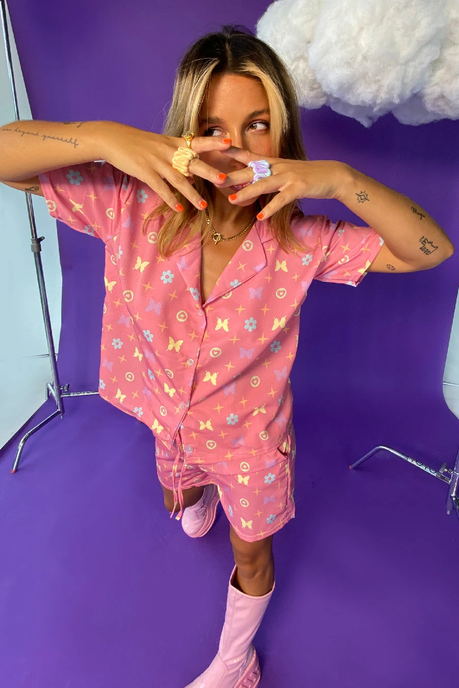 New Girl Order BUTTERFLY MONOGRAM WOVEN SHIRT 6 New Girl Order BUTTERFLY MONOGRAM WOVEN SHIRT