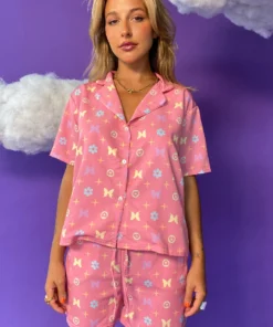 New Girl Order BUTTERFLY MONOGRAM WOVEN SHIRT