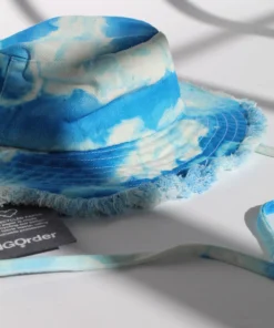 New Girl Order CLOUD PRINT DENIM FISHERMAN HAT WITH WIDE BRIM