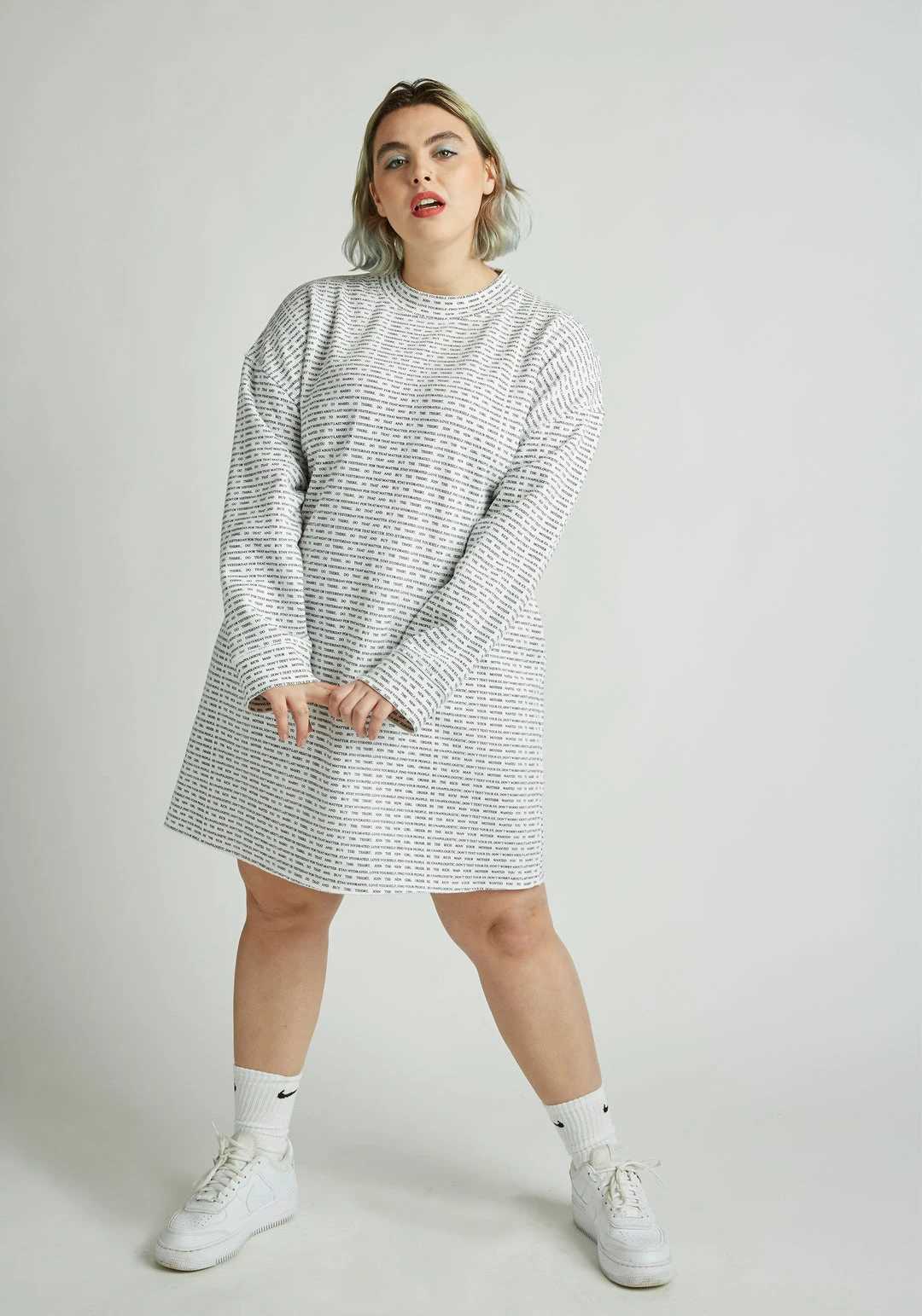 New Girl Order Tops Manifesto Repeat Sweatshirt Dress Curve 3 New Girl Order Tops Manifesto Repeat Sweatshirt Dress Curve