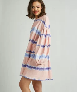 New Girl Order Tops Tie Dye Striped Sweatshirt Dress